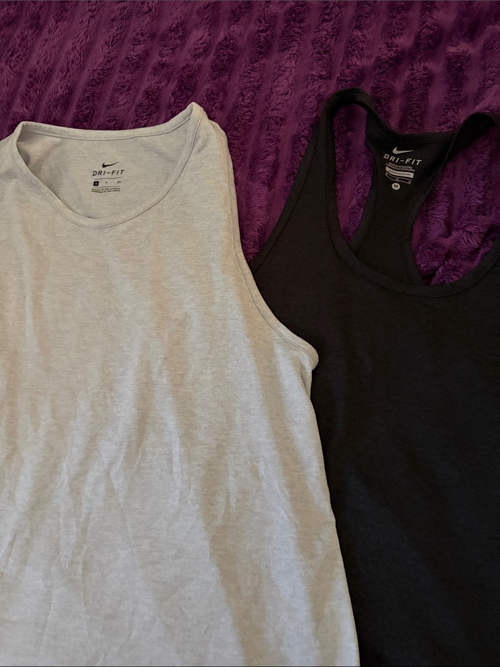 Nike Black & Light Gray Dri-FIT Athletic Tank Tops